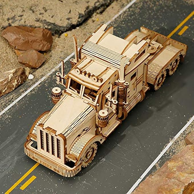 DIY 3D WOODEN PUZZLE  TRUCK VEHICLE LASER CUT ASSEMBLY 1:40 SCALE MODEL BUILDING KIT BRAIN TEASER EDUCATIONAL STEM TOY ADULTS AND TEENS TO BUILD SAFE AND NON-TOXIC WOOD MC502A - Image 2
